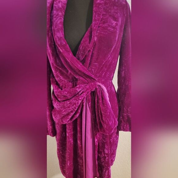 Shoshanna Dakota Draped Velvet Mini Dress Purple Women’s Size 6 - Picture 7 of 16